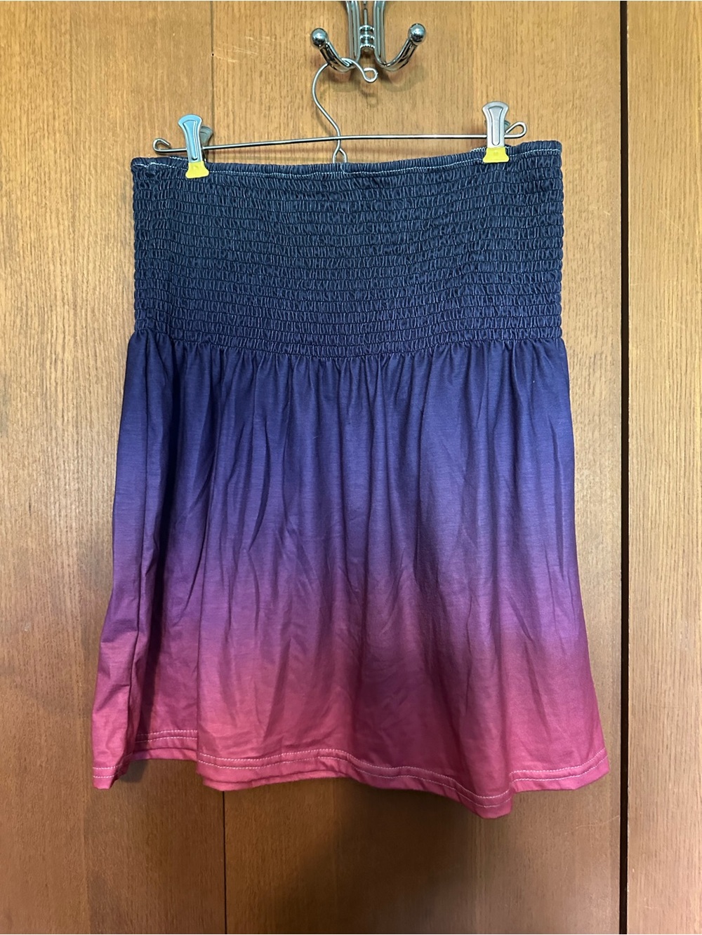 Smocked Ombre Strapless Top- Purple to Pink